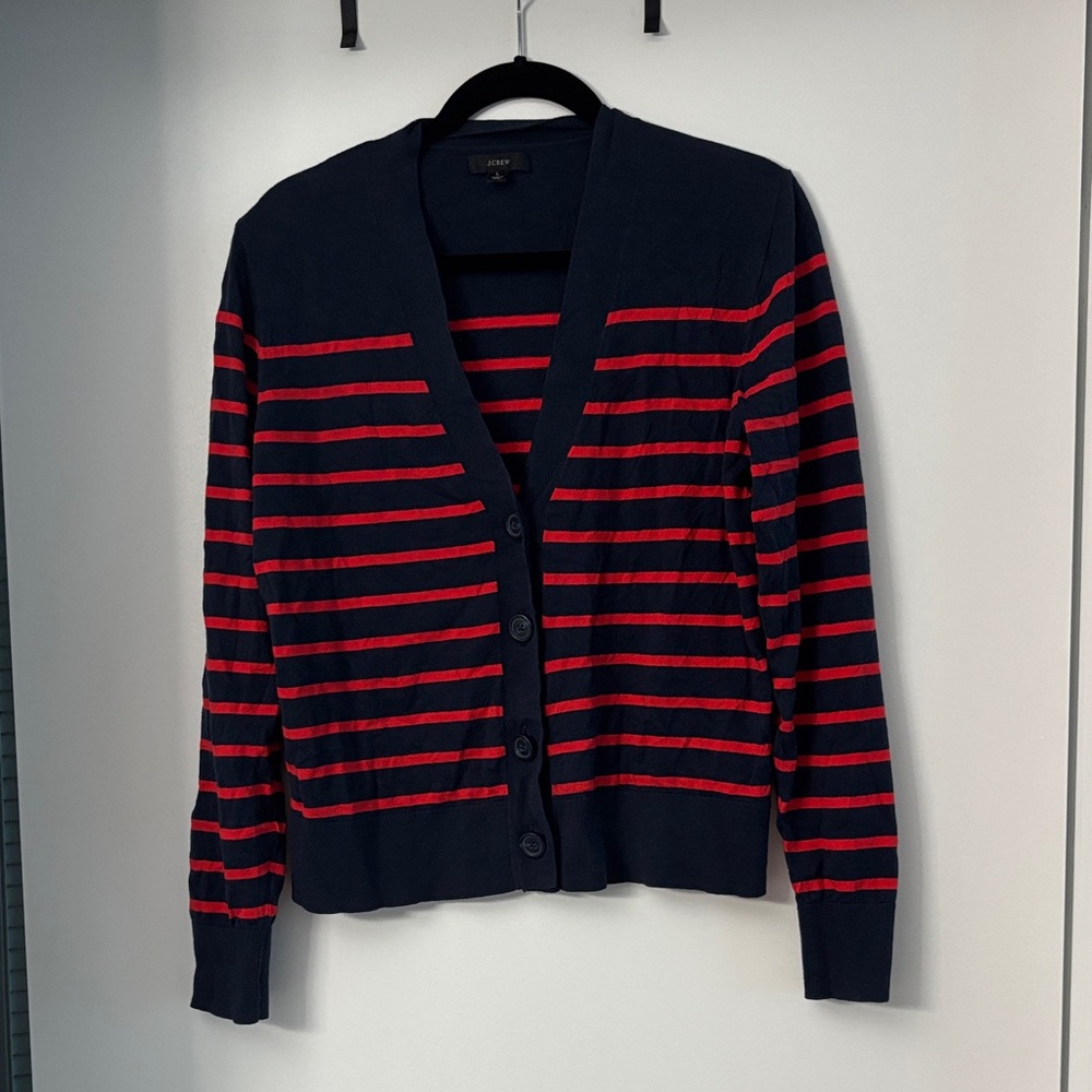 J. Crew Size L Navy and Red Sweater